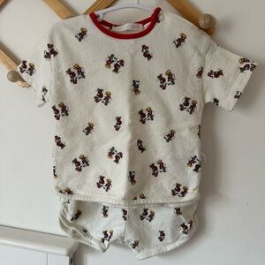 Zara Red and White Baby Sweater with Cartoon Print